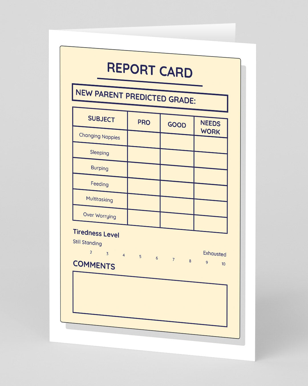Personalised New Parent Report Card