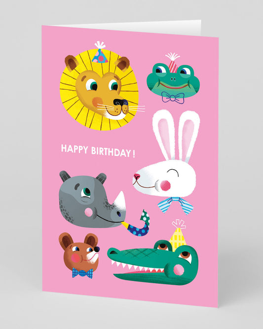 Personalised Animal Smiling Faces Birthday Card