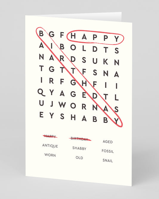 Personalised Word Search Happy Birthday Card