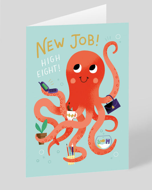 Personalised New Job Octopus Greeting Card