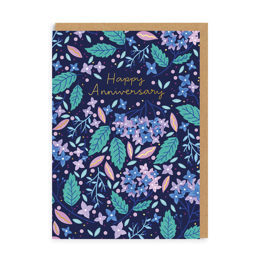 Personalised Happy Anniversary Floral Anniversary Card