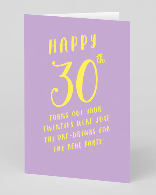 Pre-Drinks 30th Birthday Card