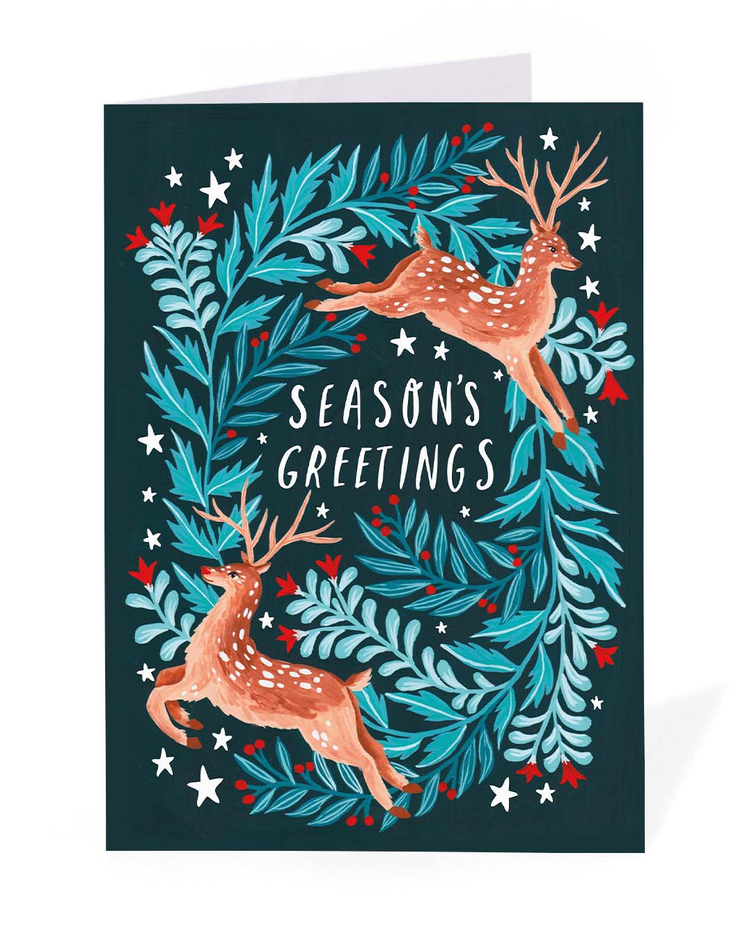 Personalised Deer Seasons Greetings Christmas Card