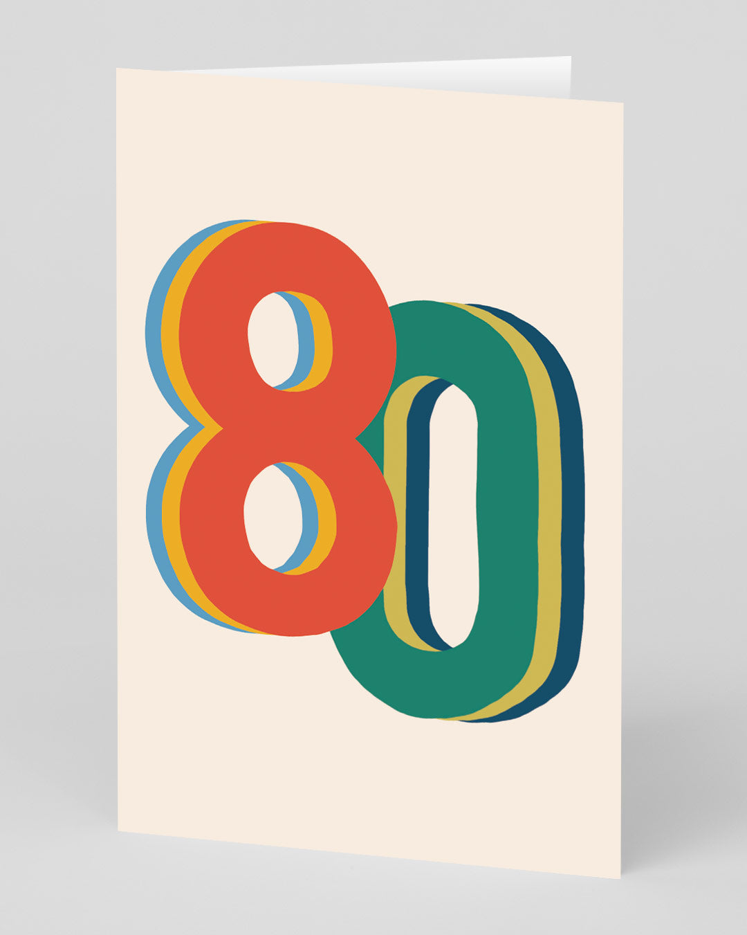 Personalised Colourful 80th Birthday Card
