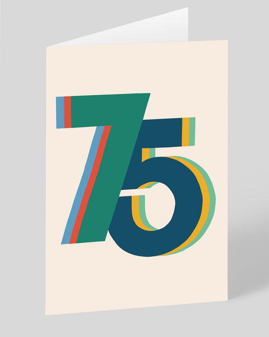 Personalised Colourful 75th Birthday Card