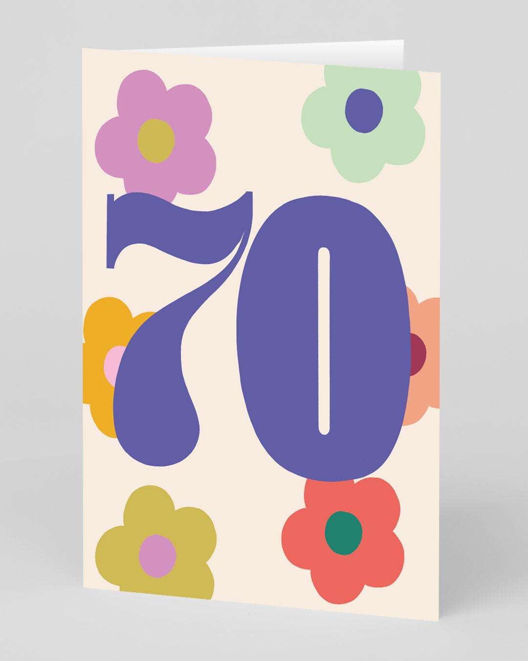 Personalised Colourful Bold Floral Numbers 70th Birthday Card