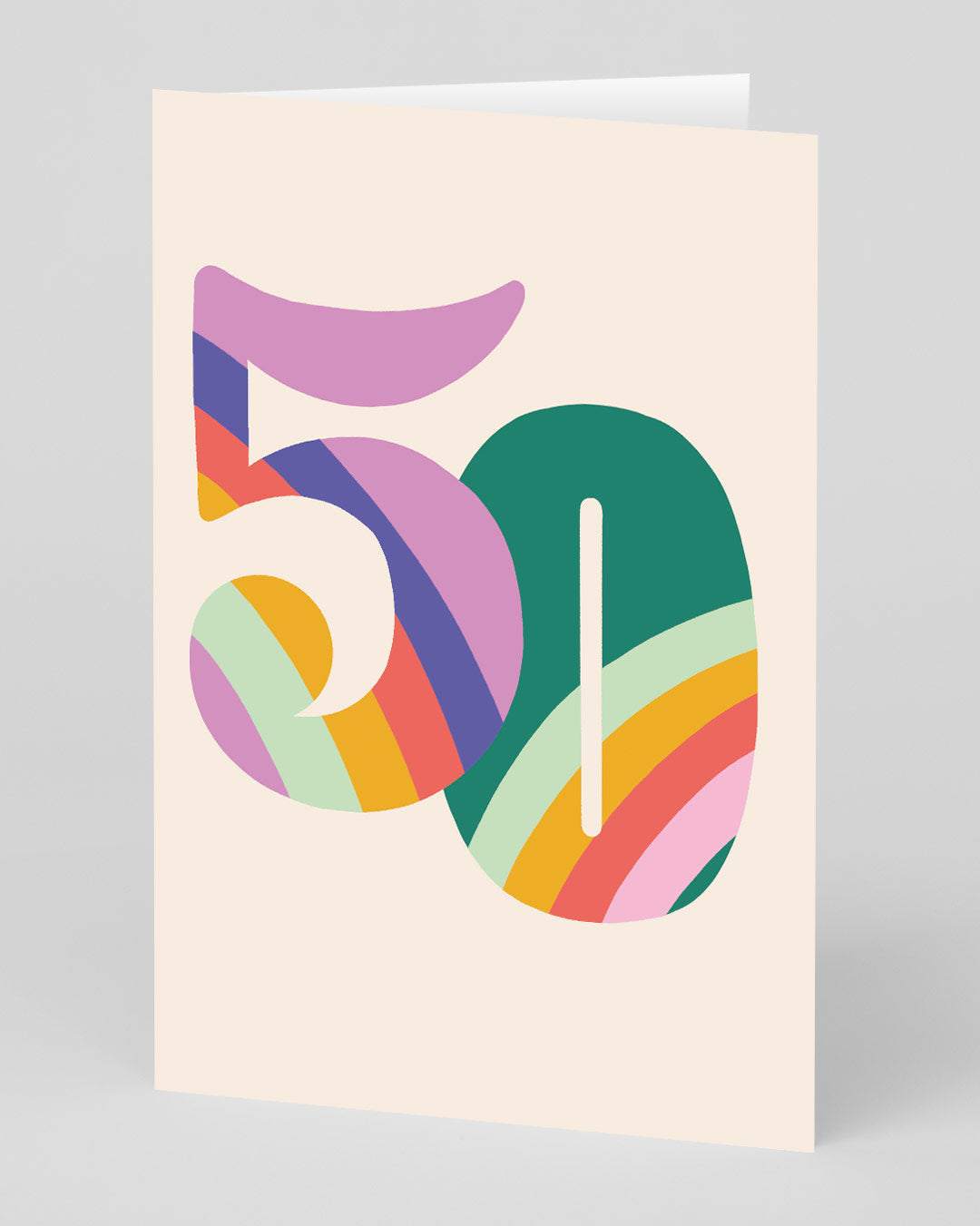 Personalised Colourful Rainbow Numbers 50th Birthday Card