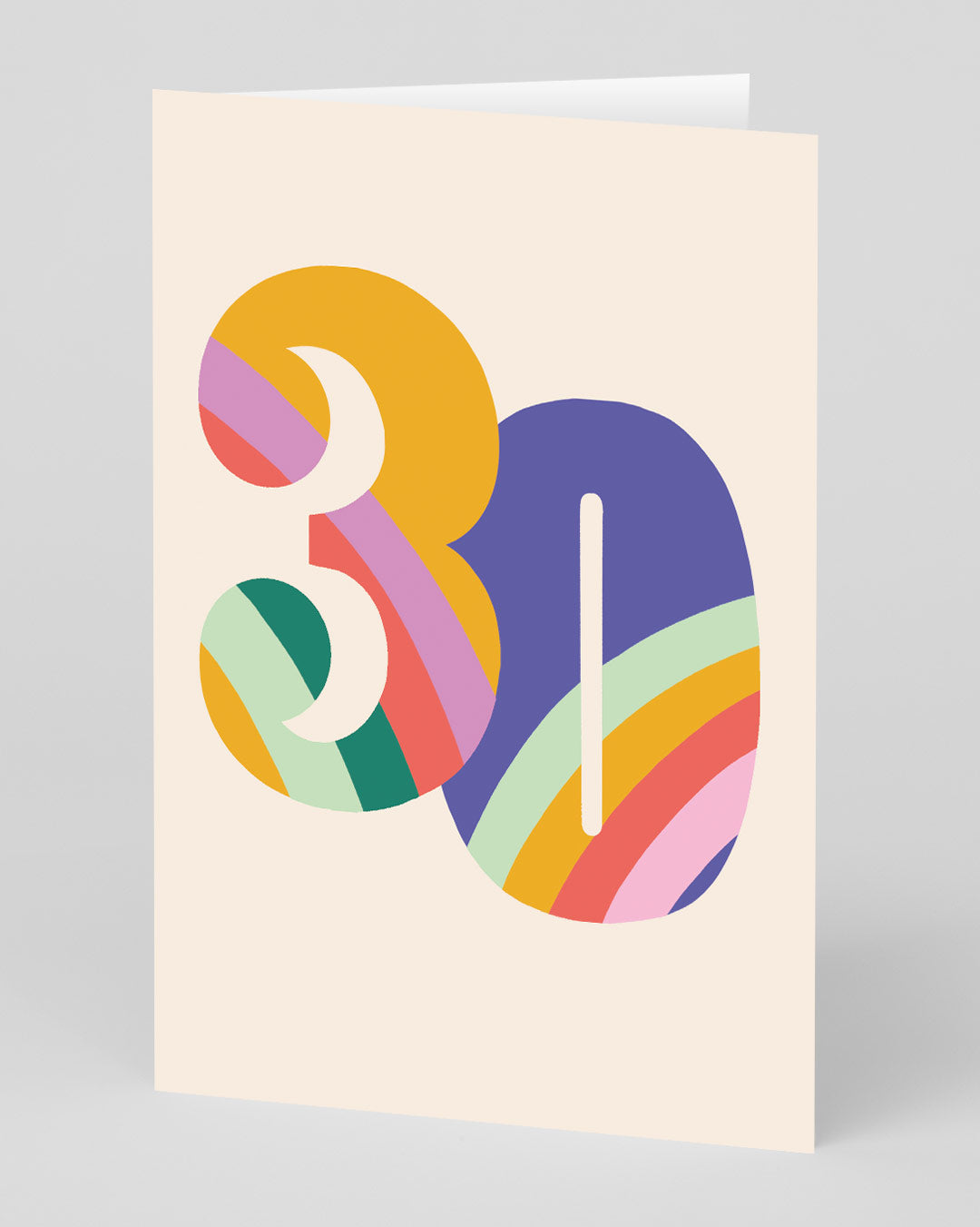 Personalised Colourful Rainbow Numbers 30th Birthday Card