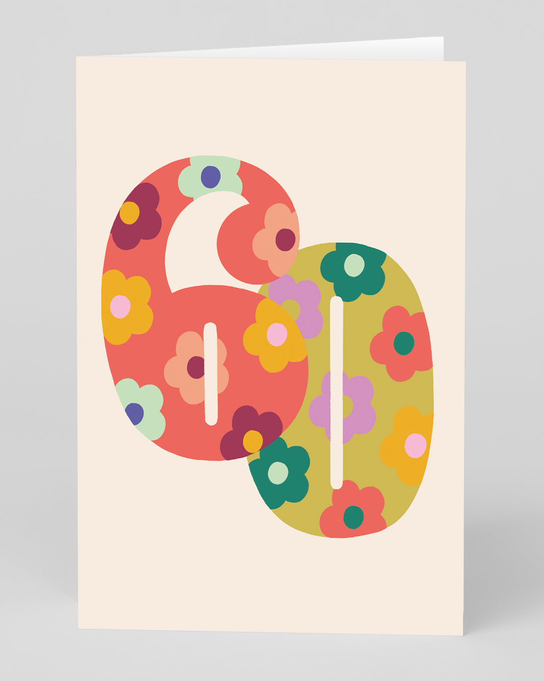 Personalised Colourful Floral Numbers 60th Birthday Card
