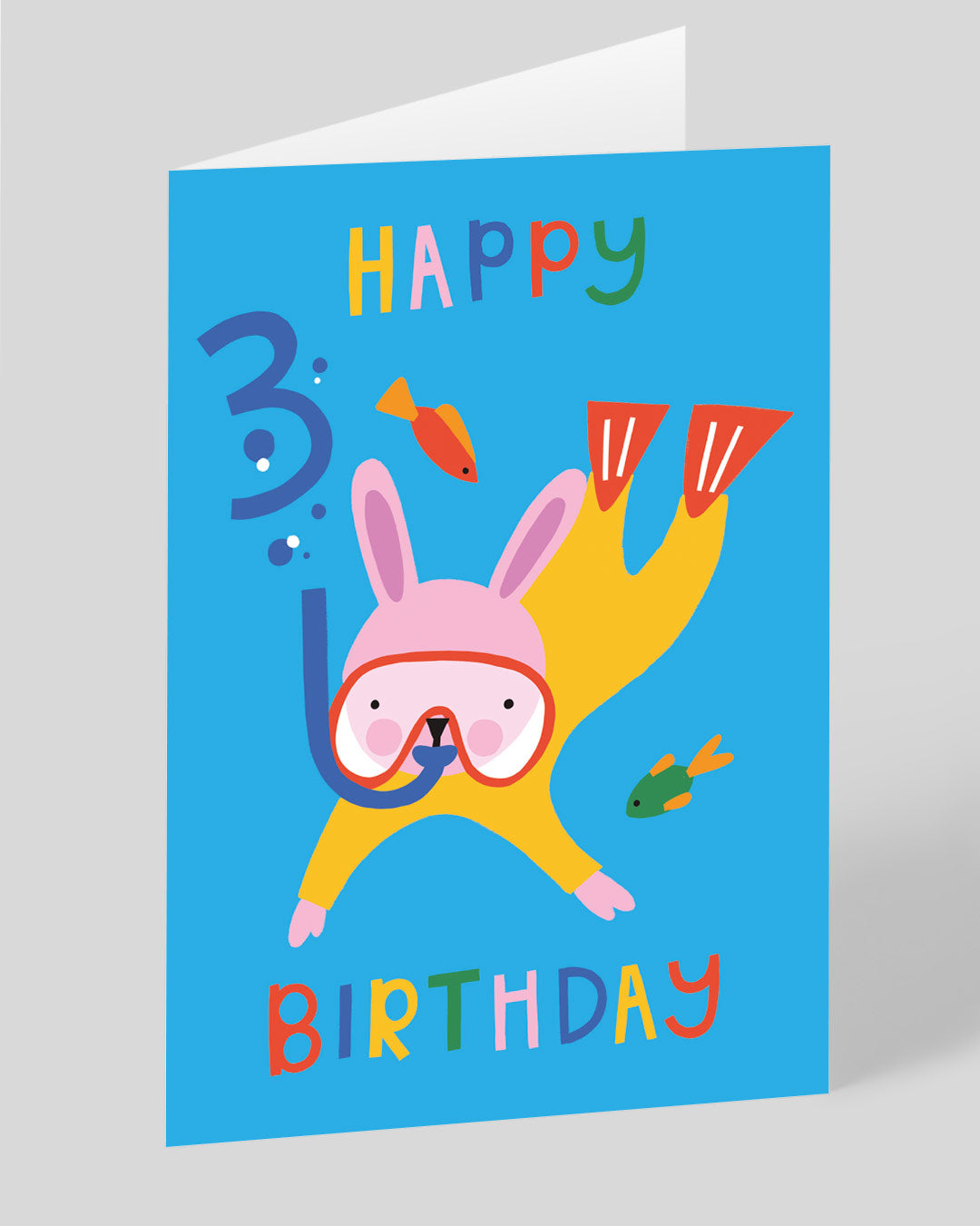 Scuba Diving Rabbit 3rd Birthday Card