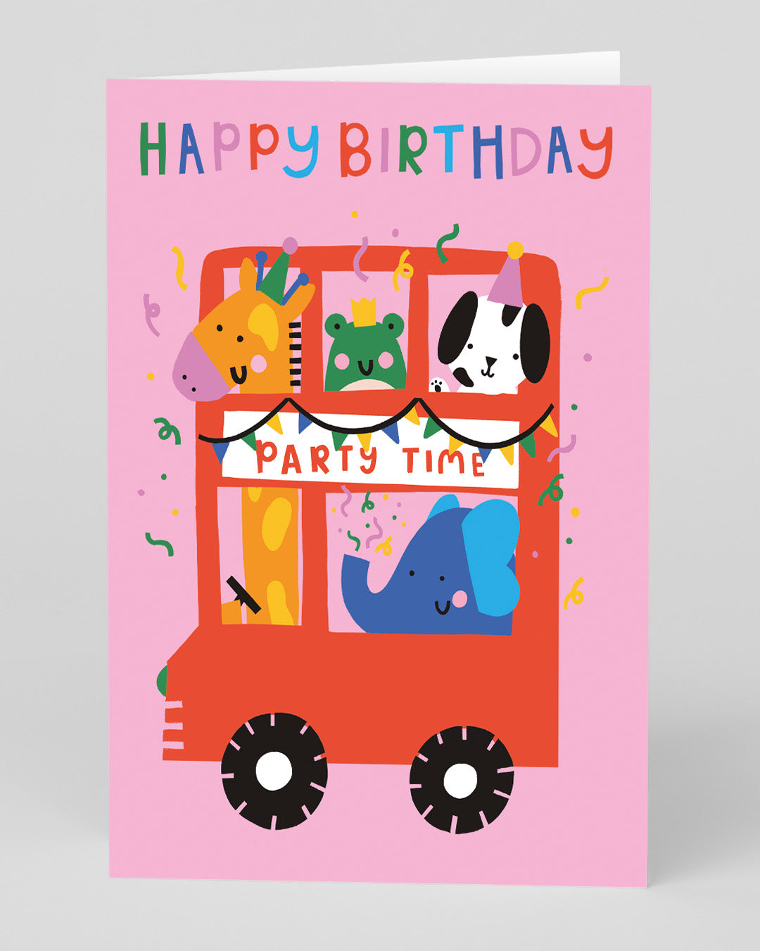 Animal Party Time Bus Birthday Card