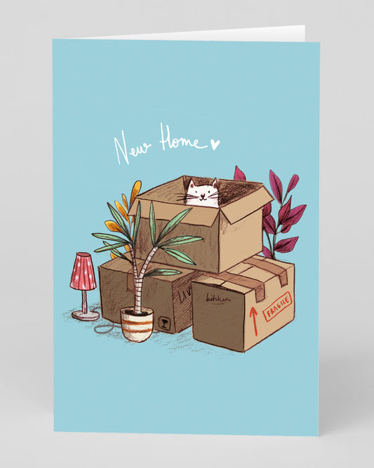 Personalised Cat Boxes New Home Card