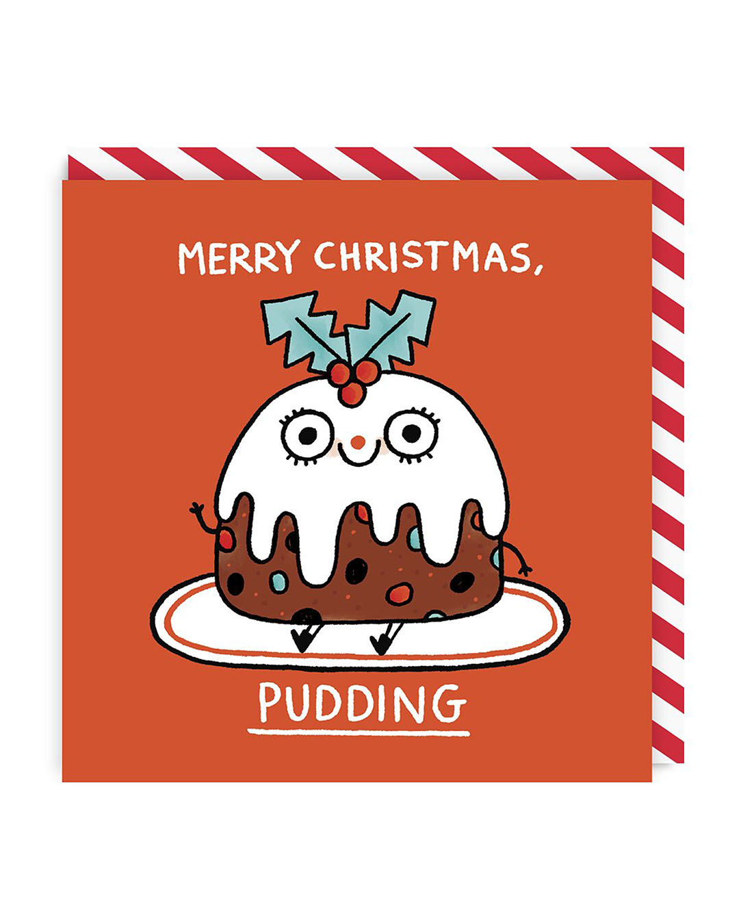 Merry Christmas Pudding Square Christmas Card