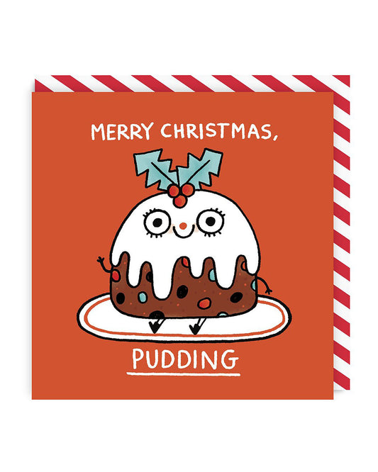 Merry Christmas Pudding Square Christmas Card