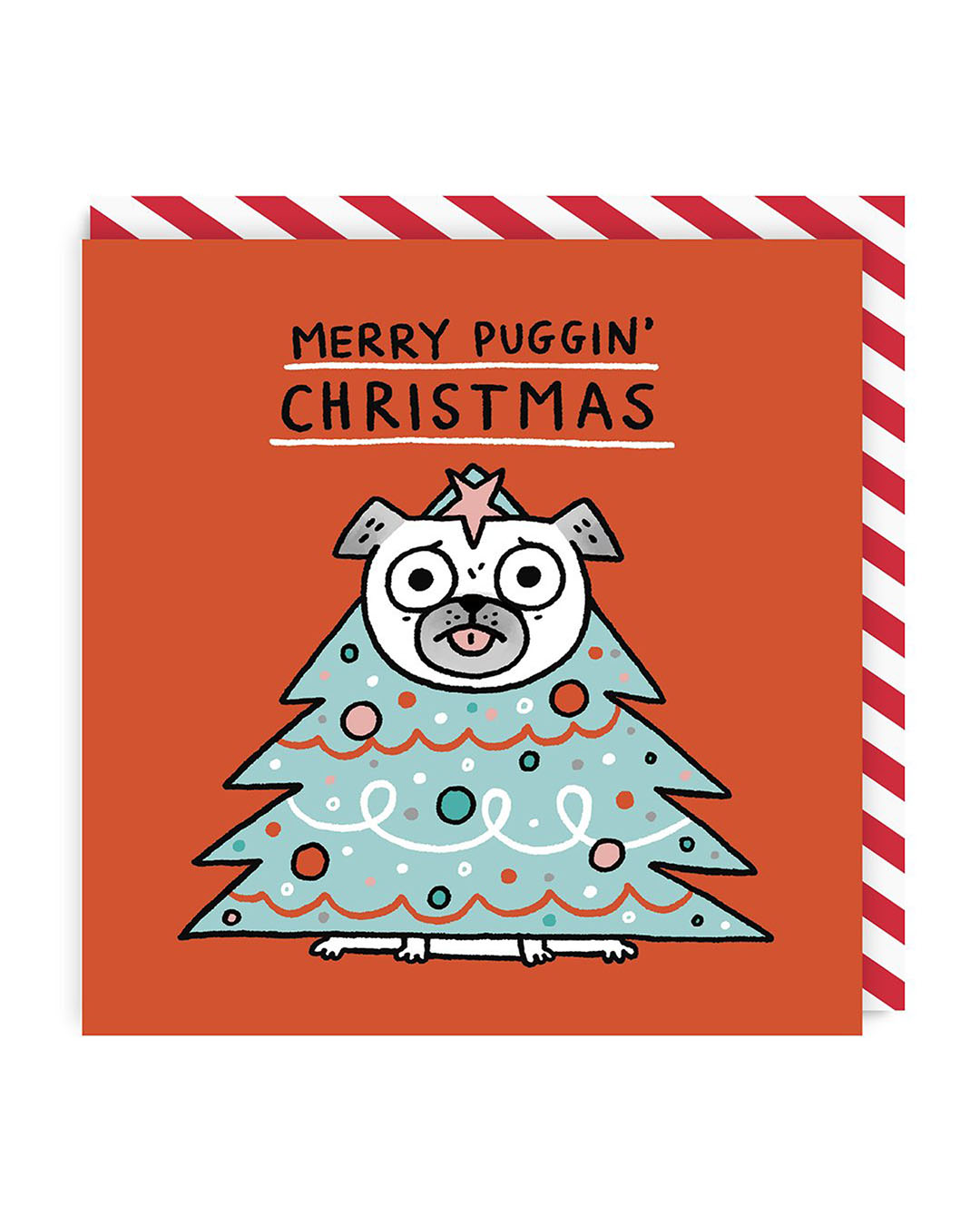 Merry Puggin' Christmas Tree Square Christmas Card