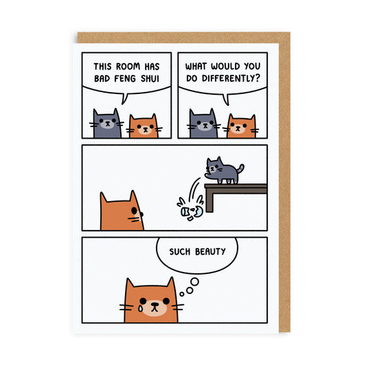 Bad Feng Shui Cat Greeting Card
