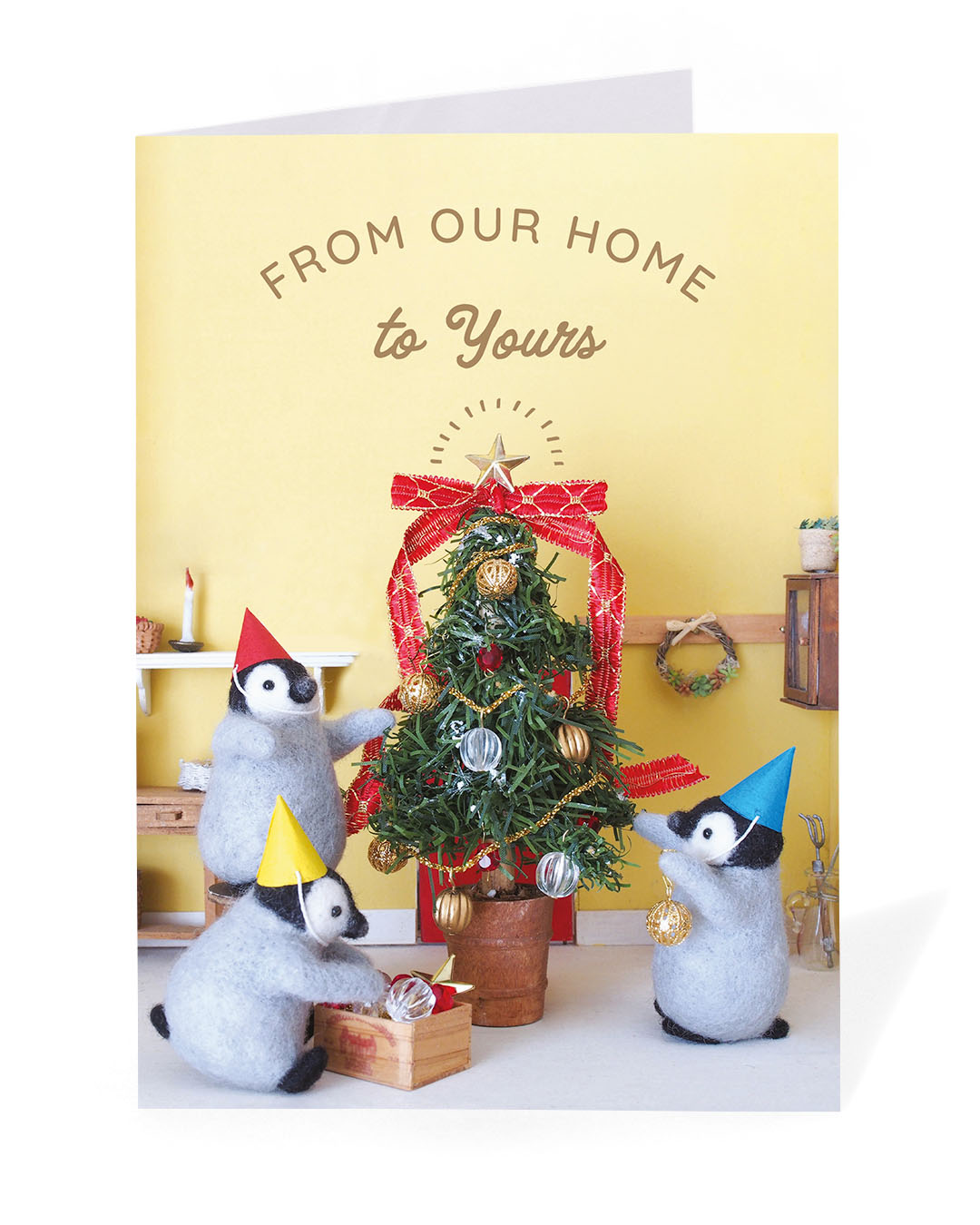 Personalised From Our Home To Yours Penguins Christmas Card