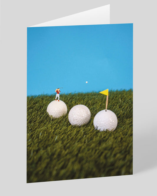Personalised Little Tiny People Golf Greeting Card