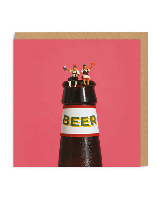 Little Tiny People Beer Square Greeting Card