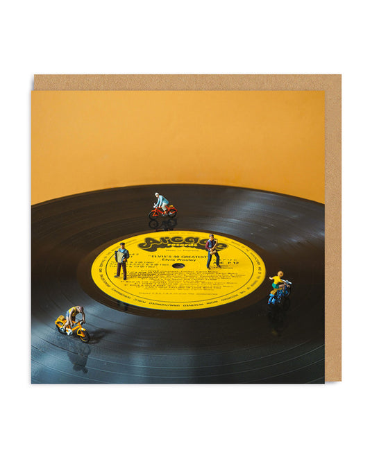 Little Tiny People Record Square Greeting Card