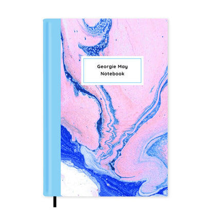 Pink & Blue Marble Personalised Notebook A5