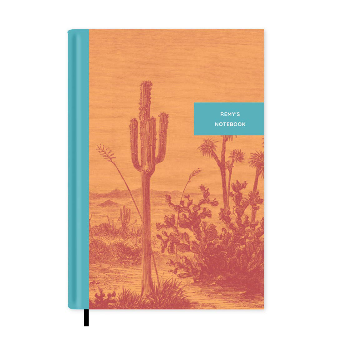 Vintage Illustration Cactus Personalised Notebook A5