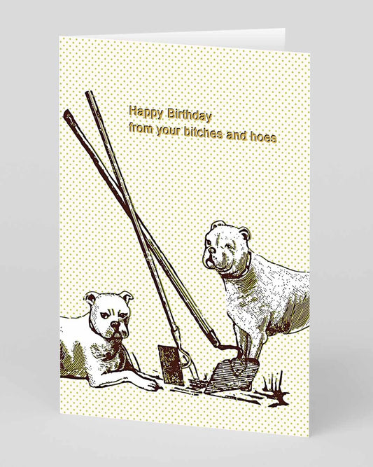 Personalised Bitches and Hoes Birthday Card