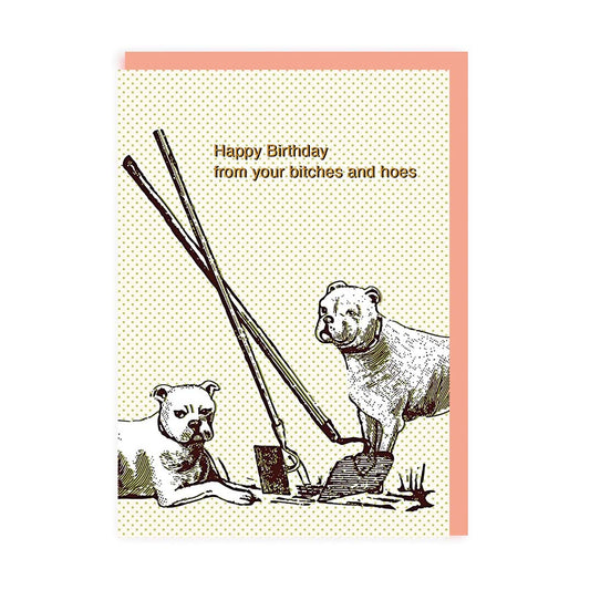 Bitches and Hoes Birthday Card