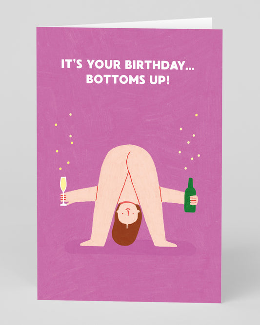 Personalised Bottoms Up Birthday Card
