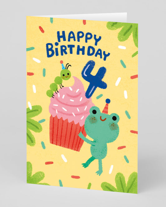 Personalised Cupcake 4th Birthday Card