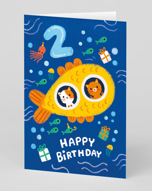 Personalised Submarine 2nd Birthday Card
