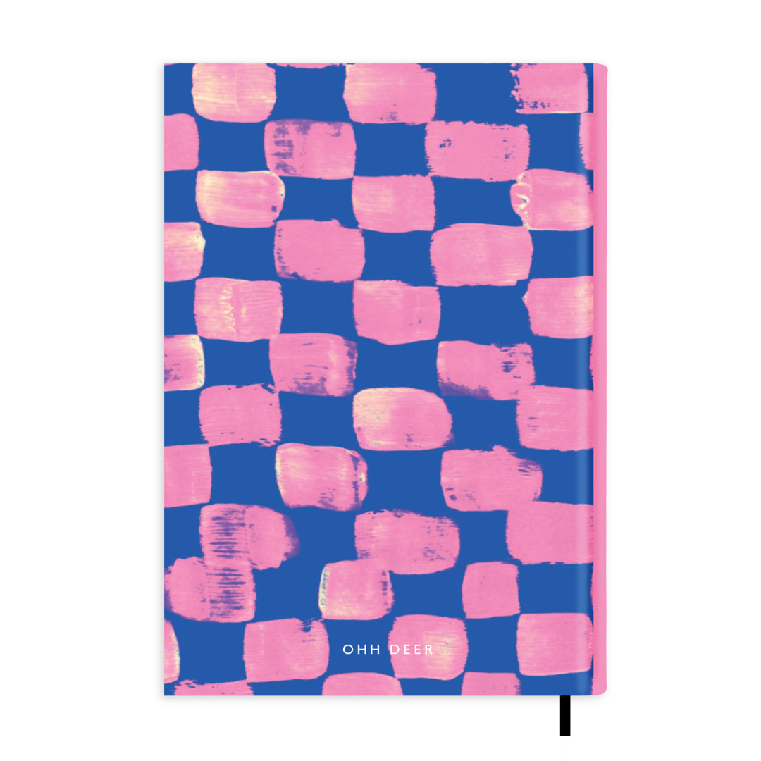 Pink & Blue Paint Check Personalised Notebook A5