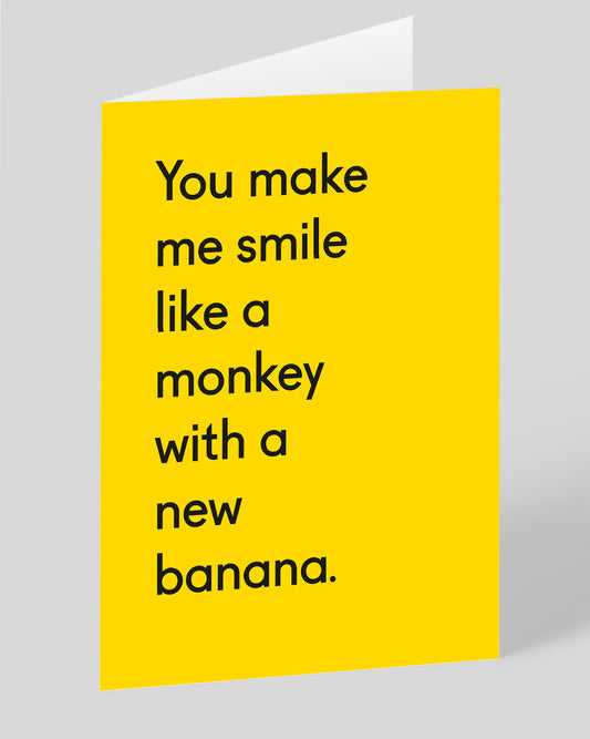 Personalised Monkey With a New Banana Greeting Card