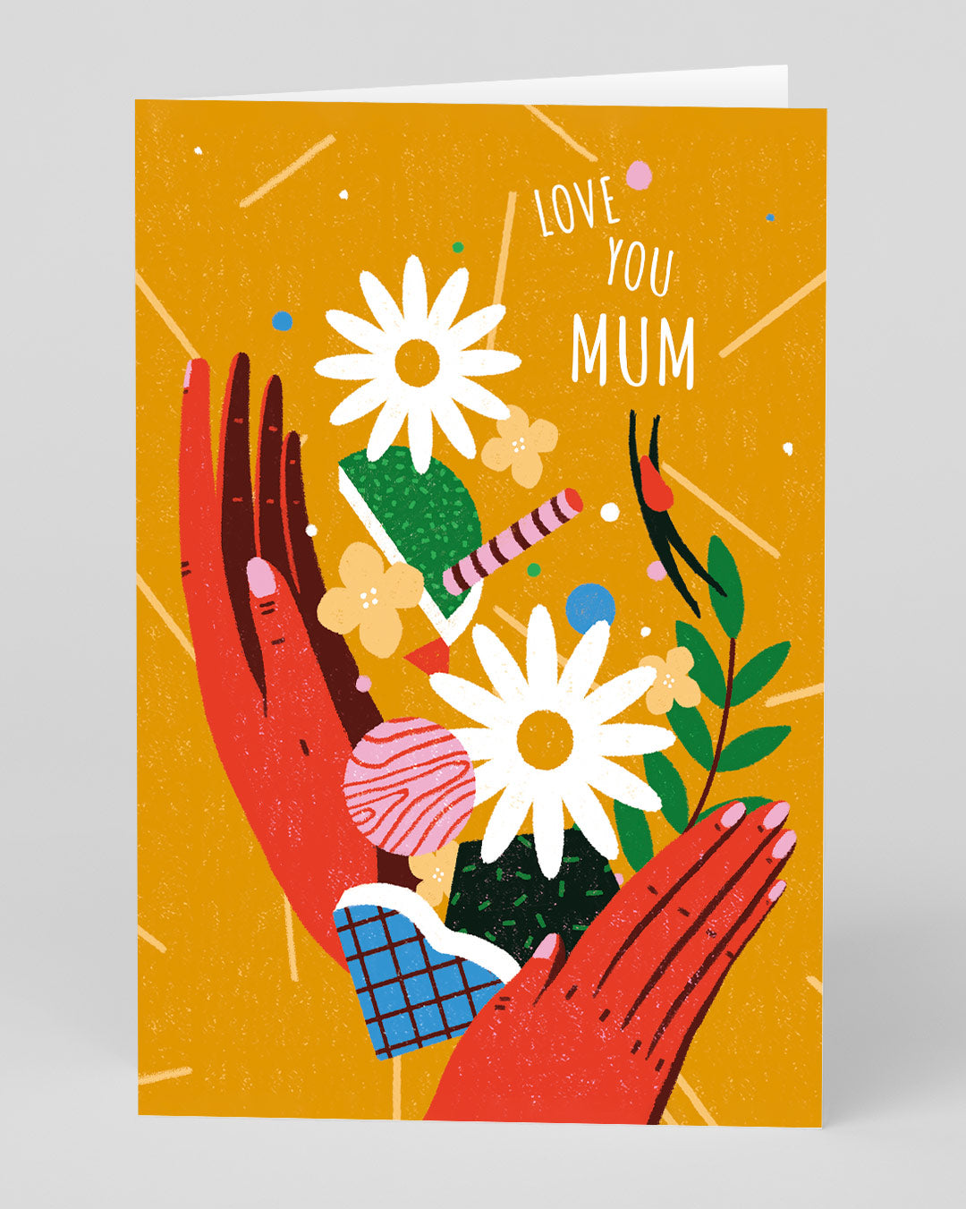 Personalised Love You Mum Flower Hands Greeting Card