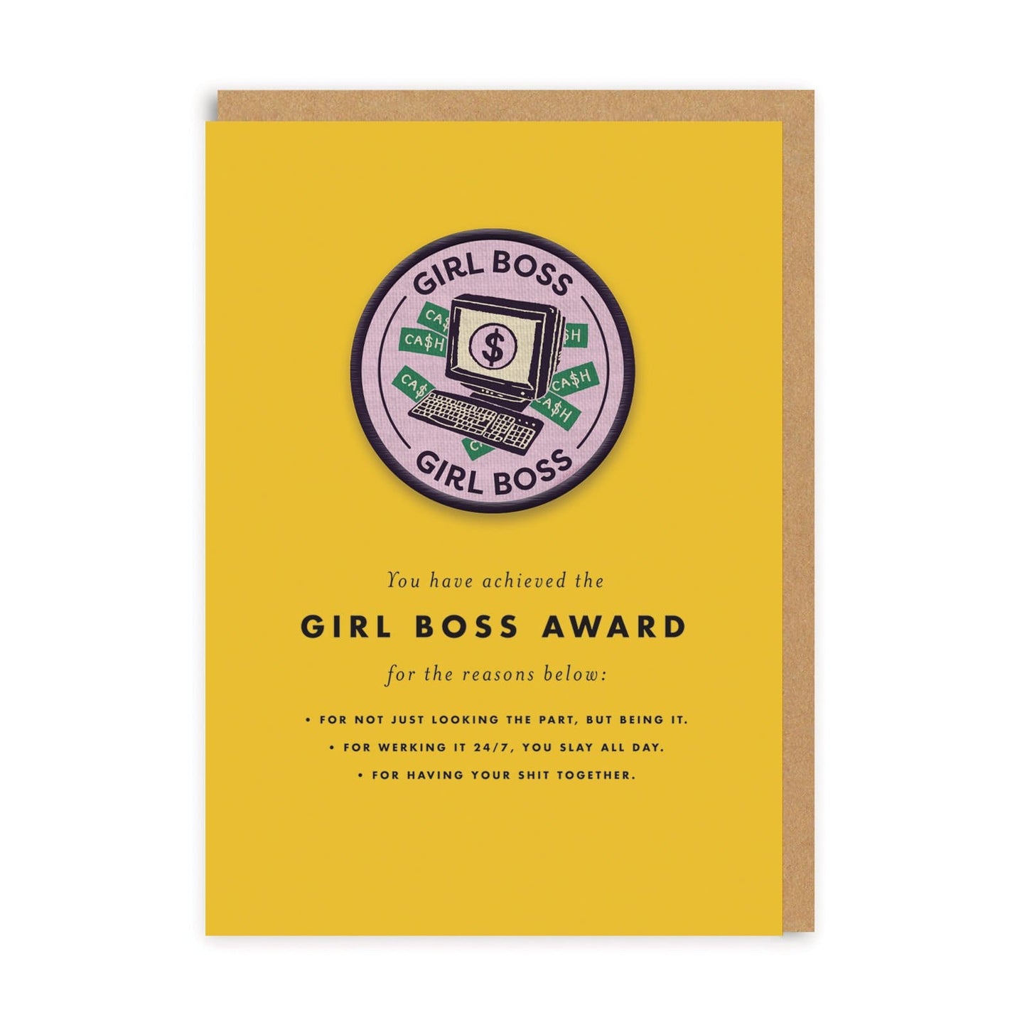 Girl Boss Woven Patch Greeting Card