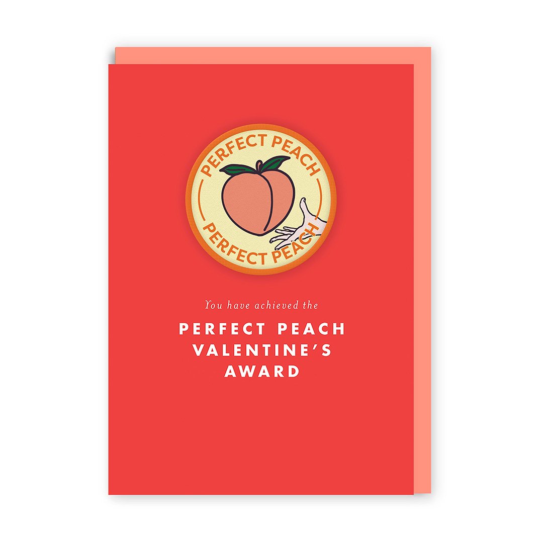 Valentine's Perfect Peach Woven Patch Card