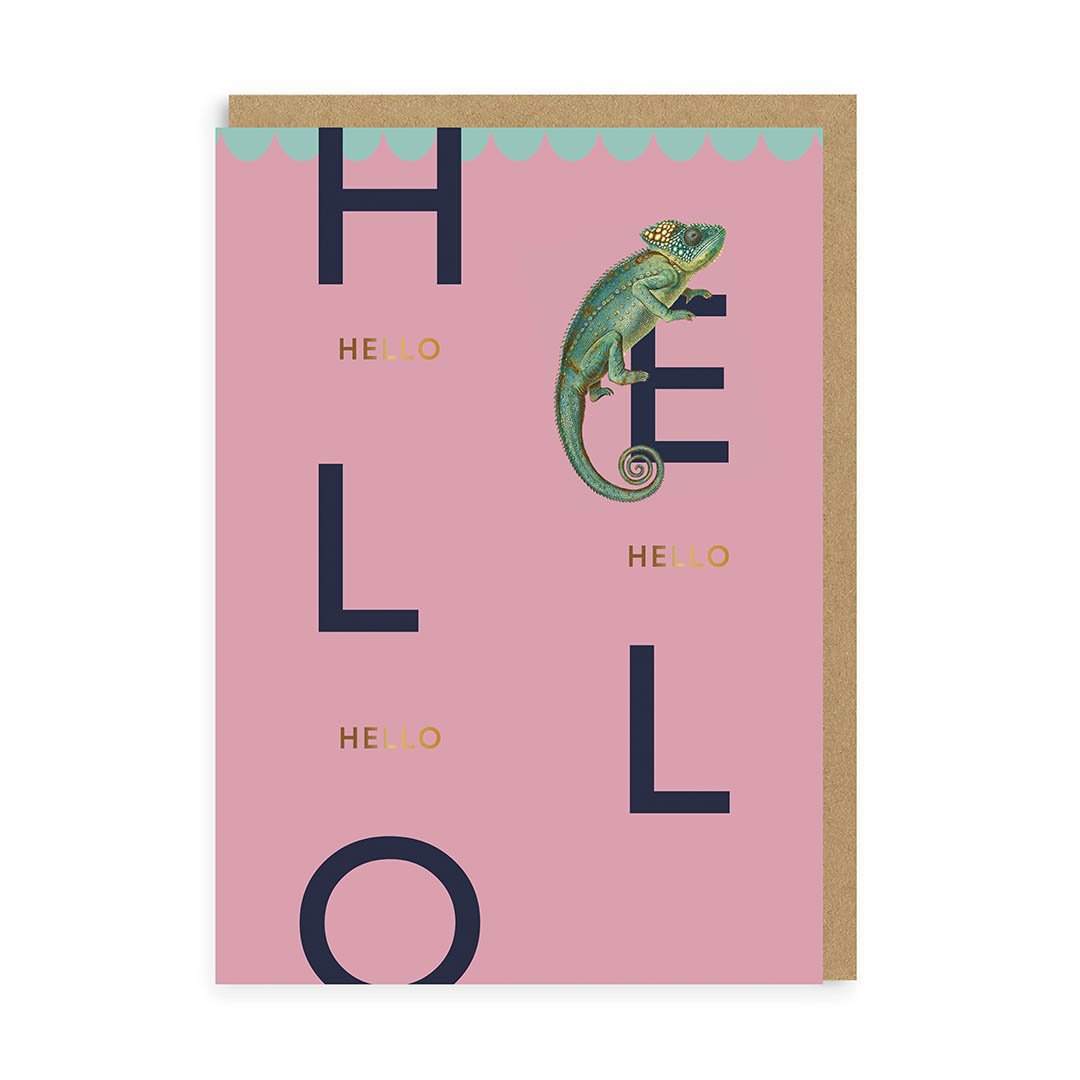 Hello Chameleon Greeting Card
