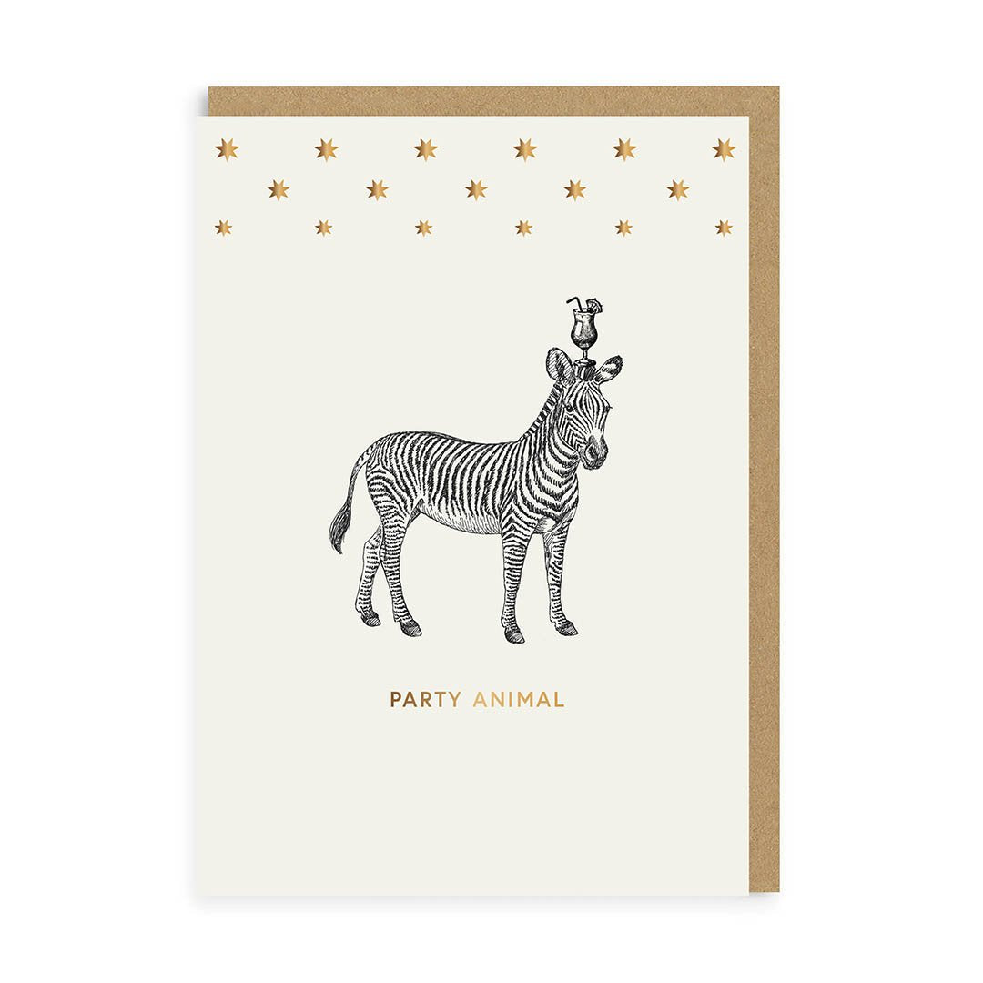 Party Animal Zebra Greeting Card