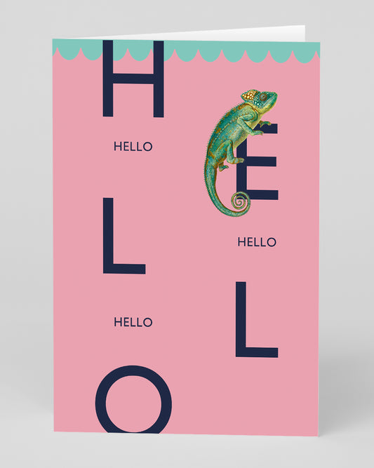 Personalised Hello Chameleon Greeting Card