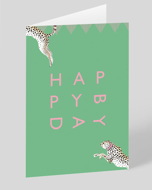 Personalised Happy Birthday Cheetah Greeting Card