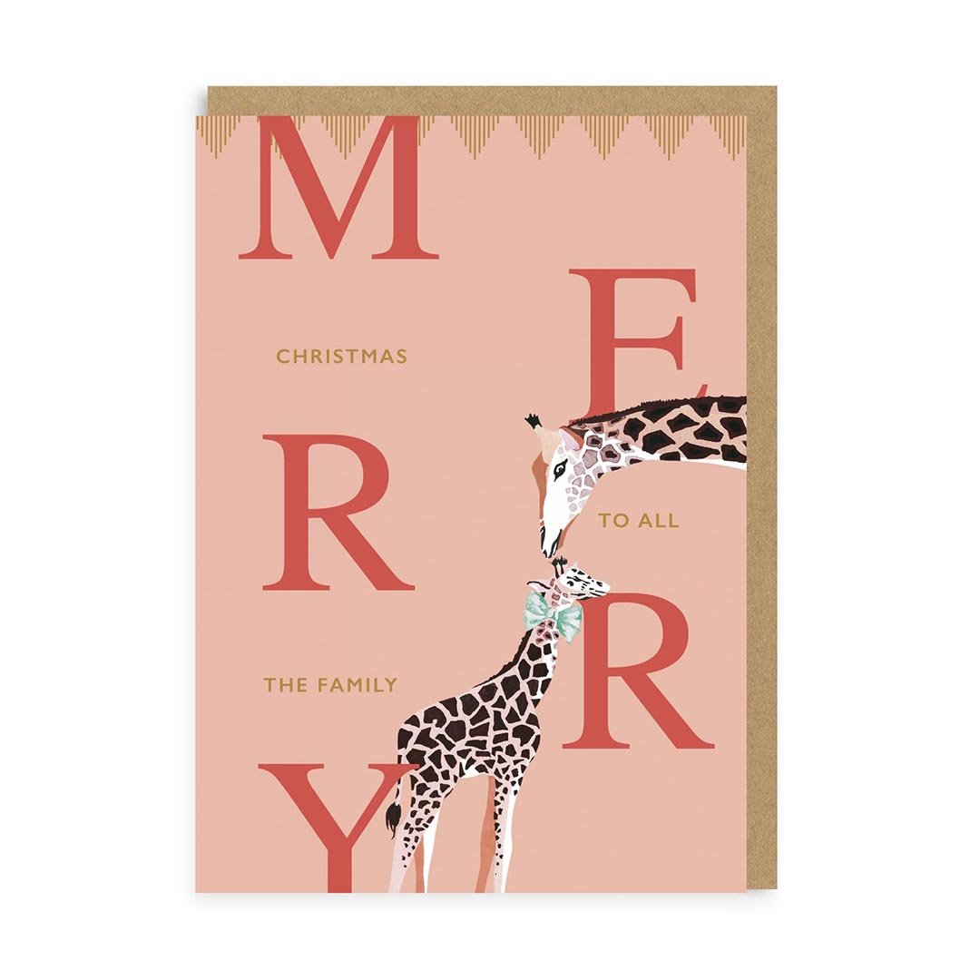 To The Family Giraffes Merry Christmas Card