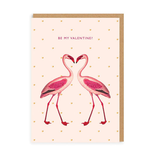 Be My Valentine Flamingos Greeting Card