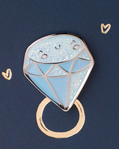 Diamond Engagement Enamel Pin Greeting Card