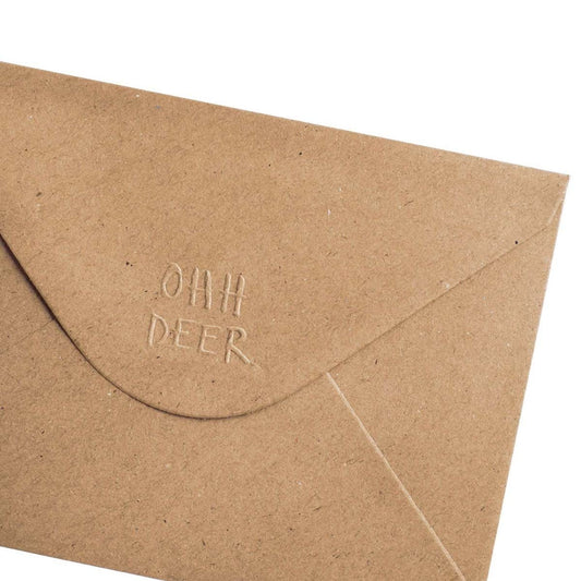 Brown Kraft recycled envelope with Ohh Deer logo