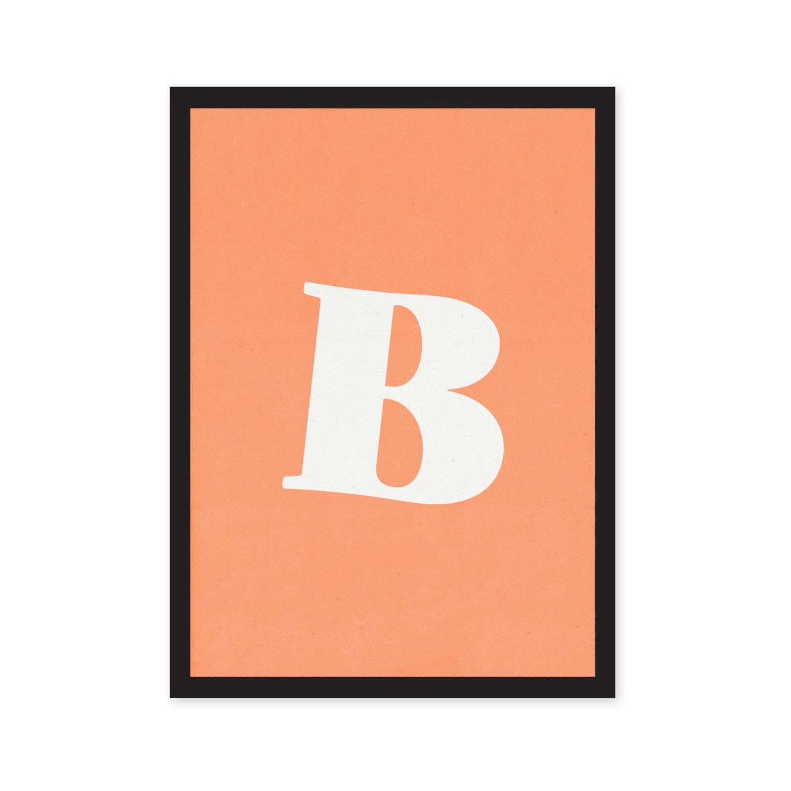 Peach orange art print with letter B in typography white font