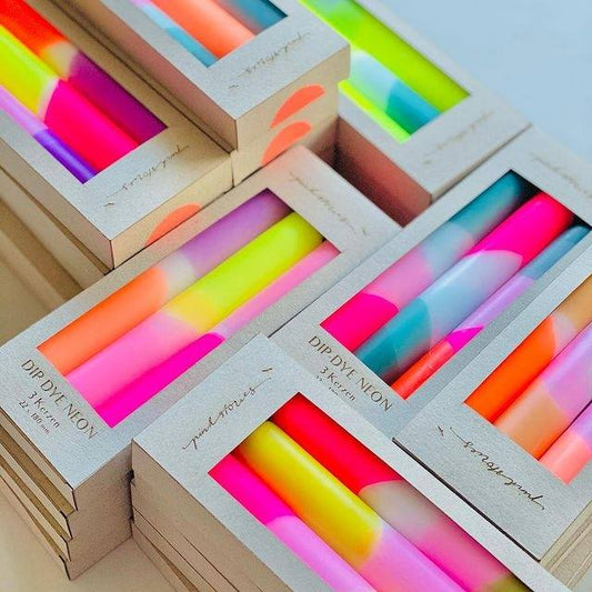 Boxed Dip Dye Neon Rainbow Kisses Candles