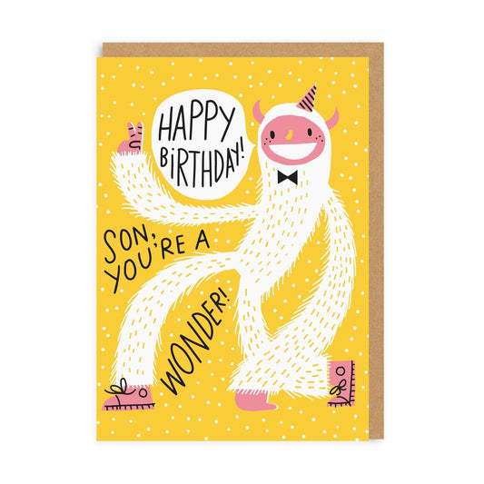 Son Yeti Birthday Greeting Card
