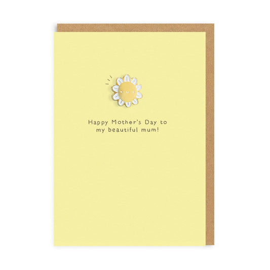 Mother's Day Daisy Enamel Pin Greeting Card