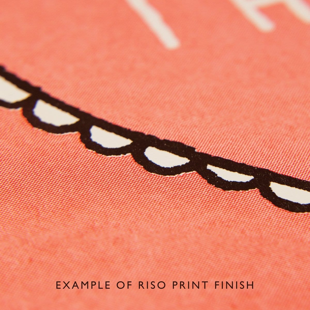 Peach coloured close up art print with black and white detailing